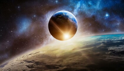 earth and moon, an artist's rendering of a distant object in space, a digital rendering