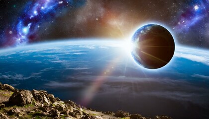 earth and space, an artist's rendering of a distant object in space, a digital rendering