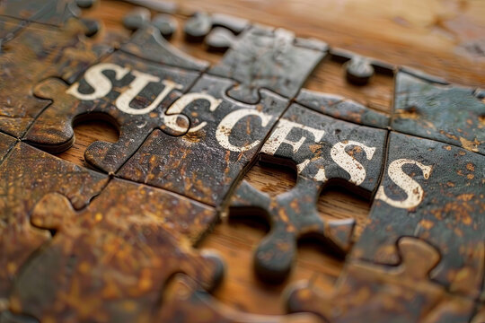 Success text made from jigsaw puzzle