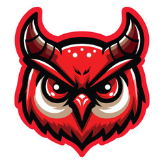 Red cartoon style devil Owl face vector illustration