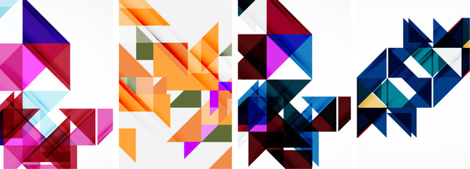 Triangle poster geometric background set