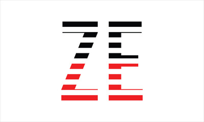ZE three initial letter iconic line negative space minimal logo design vector template. monogram, abstract, wordmark, business, typography, minimalist, brand, company, flat, modern, unique, simple