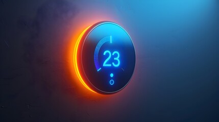 Smart Thermostat Digital Display Glowing with Energy Efficiency Concept