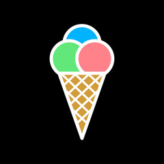 Ice cream icon. Symbol of dessert, cold or sweet. Ice cream in a waffle cup.