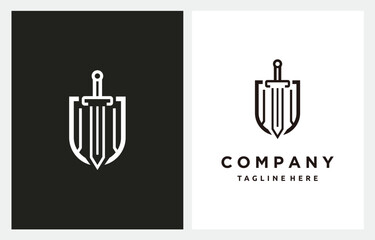 Shield Sword Law Legal firm Security Protect logo design inspiration