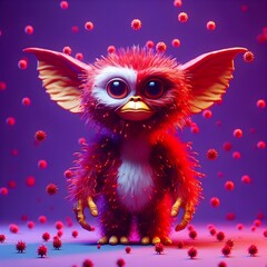 Red nose gremlin highly detailed.Scary but charming. - obrazy, fototapety, plakaty