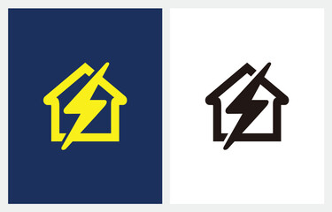 Home House Bolt Flash Thunderbolt logo design inspiration