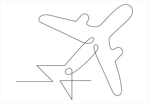 recommend clip art: 
Continuous one line drawing of airplane out line vector art illustration 