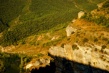 Romanesque hermitage of Nostra senyora del Congost (11th century). Montsec massif. Lleida.Pyrenean...