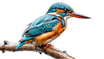 Kingfisher. Photo of a bird with oil painting effect applied. Great details and colours. Isolated...