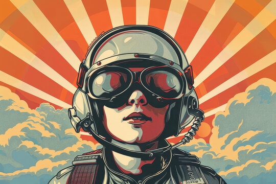 a pilot wearing a helmet, showing their skill and adventure