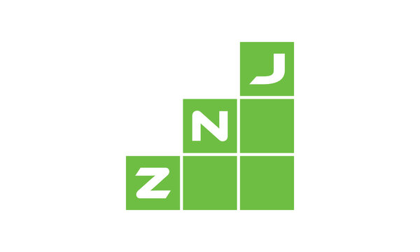 ZNJ initial letter financial logo design vector template. economics, growth, meter, range, profit, loan, graph, finance, benefits, economic, increase, arrow up, grade, grew up, topper, company, scale