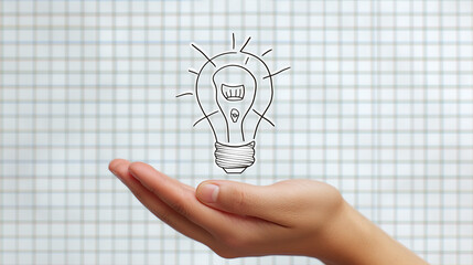 Hand holds light bulb in idea business startup investment funding crowdfunding sponsor venture capital concept illustration, success innovation project