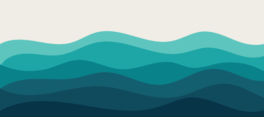 sea waves layer vector background illustration. sea beach vector illustration