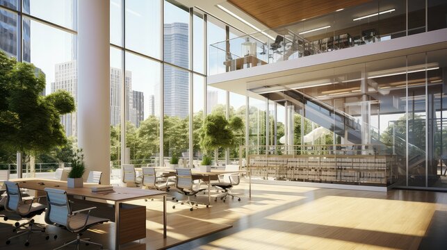 sleek concept office building illustration efficient collaborative, flexible dynamic, creative eco sleek concept office building