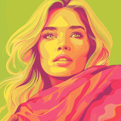 Model Woman with Scarf Illustration