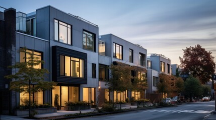 Naklejka premium architecture urban townhouse building illustration luxury living, contemporary development, construction upscale architecture urban townhouse building