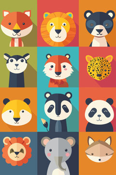 Minimalist Illustration for Kids Various Animals