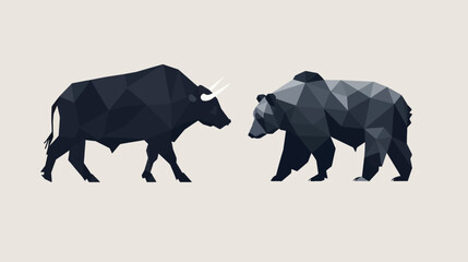 Bull and Bear Low Poly Geometric Illustration