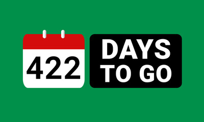 422 days to go last countdown. four hundred and twenty two days go sale price offer promo deal timer, 422 days only