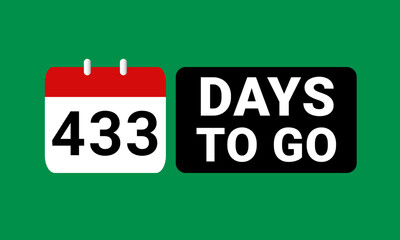 433 days to go last countdown. four hundred thirty three days go sale price offer promo deal timer, 433 days only