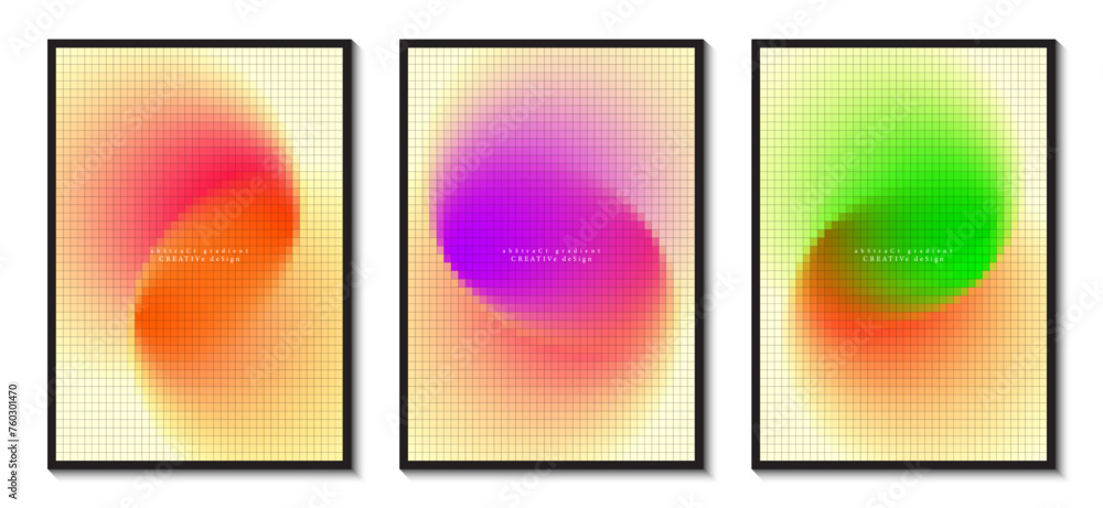 Poster circle gradient with overlapping blurred abstract mosaic pattern graphic background.
