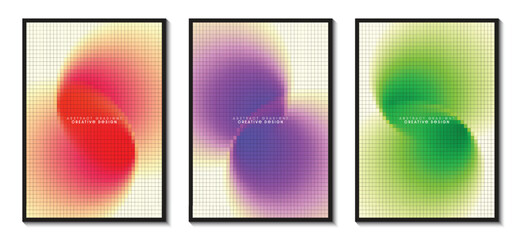 Circle gradient with overlapping blurred abstract mosaic pattern graphic background.
