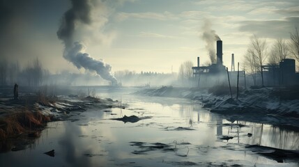 industry smoke steel mill illustration environment air, chimney emissions, smog clouds industry smoke steel mill