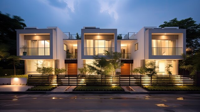 luxury compound townhouse building illustration urban community, living spacious, contemporary amenities luxury compound townhouse building