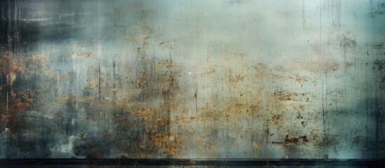Obraz premium Eroded Urban Texture: Weathered Dark Wall with Rusty Metal Plate Background