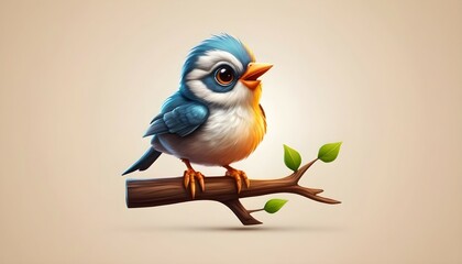 Cute bird Siting logo design - Powered by Adobe