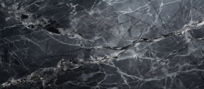 Elegant Black Marble Texture Background with Veins and Natural Patterns