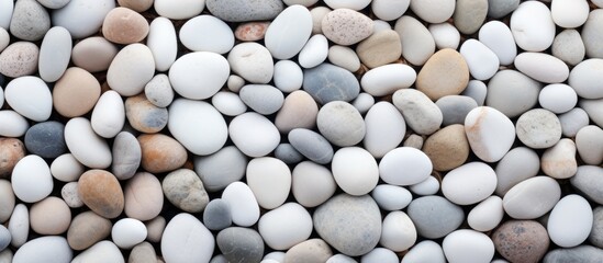 Serenity Rock Garden with a Pile of White and Grey Pebbles for Meditation and Relaxation