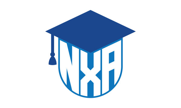 NXA initial letter academic logo design vector template. school college logo, university logo, graduation cap logo, institute logo, educational logo, library logo, teaching logo, book shop, varsity	