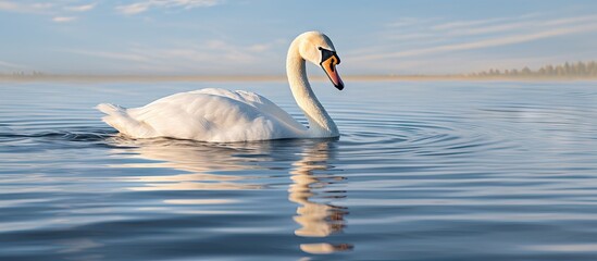 Graceful Swan Gliding Through Serene Water in a Breathtaking Moment of Tranquility