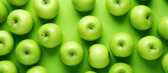 Vibrant Green Apples Piled on Lush Green Background - Fresh and Organic Produce Concept