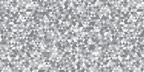 Abstract geometric gray background seamless mosaic and low polygon triangle texture wallpaper. Triangle shape retro wall grid pattern geometric ornament tile vector square element.