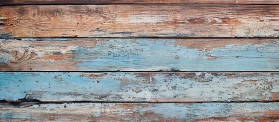 Weathered Wooden Wall Revealing Peeling White Paint Layers - Vintage Grunge Background Texture