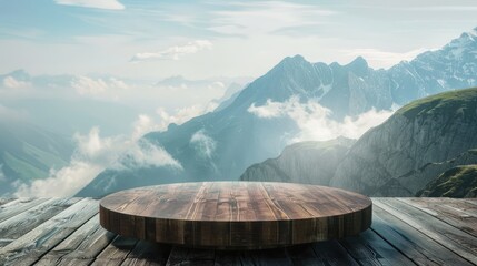 Round platform concept with views from the mountain top
