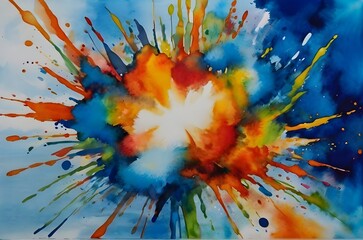 creative watercolor paints explosion designs background