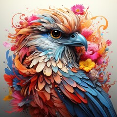 Obraz premium Blacklight painting-style eagle, eagle pop art illustration