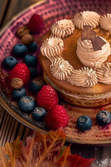 Obraz na płótnie Canvas Layered Dessert with Berries and Chocolate 