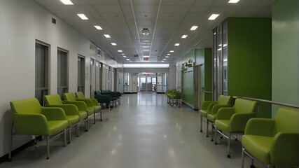 Green waiting area in a modern hospital