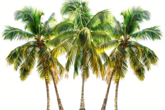 Tropical Palm Trees on White background 