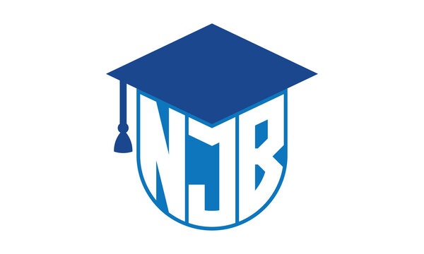 NJB initial letter academic logo design vector template. school college logo, university logo, graduation cap logo, institute logo, educational logo, library logo, teaching logo, book shop, varsity	