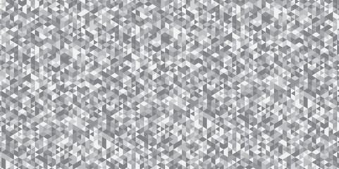 Abstract geometric gray background seamless mosaic and low polygon triangle texture wallpaper. Triangle shape retro wall grid pattern geometric ornament tile vector square element.