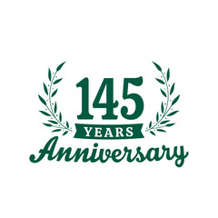 Obraz premium Celebrating 145 years anniversary logo design template. 145th anniversary celebrations logotype. Vector and illustrations.