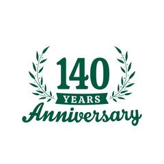Celebrating 140 years anniversary logo design template. 140th anniversary celebrations logotype. Vector and illustrations.