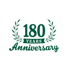 Obraz premium Celebrating 180 years anniversary logo design template. 180th anniversary celebrations logotype. Vector and illustrations.