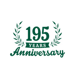 Celebrating 195 years anniversary logo design template. 195th anniversary celebrations logotype. Vector and illustrations.